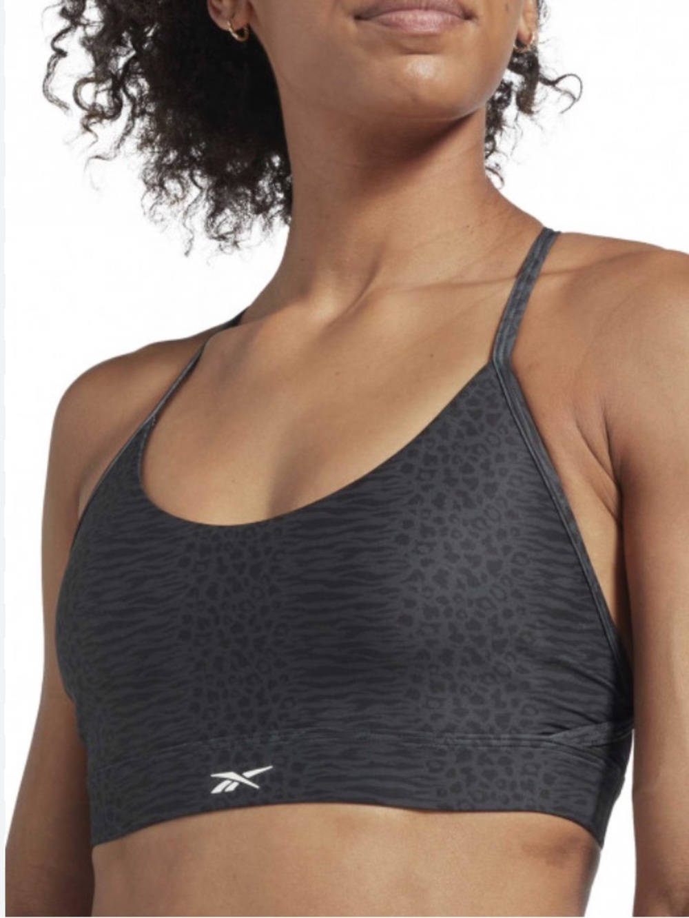 NWT Reebok Dark Gray Animal-Print Light Support Sports Bra
